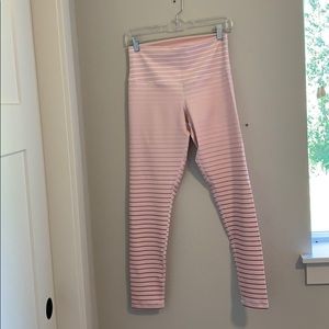 Striped pink and white ombré tights